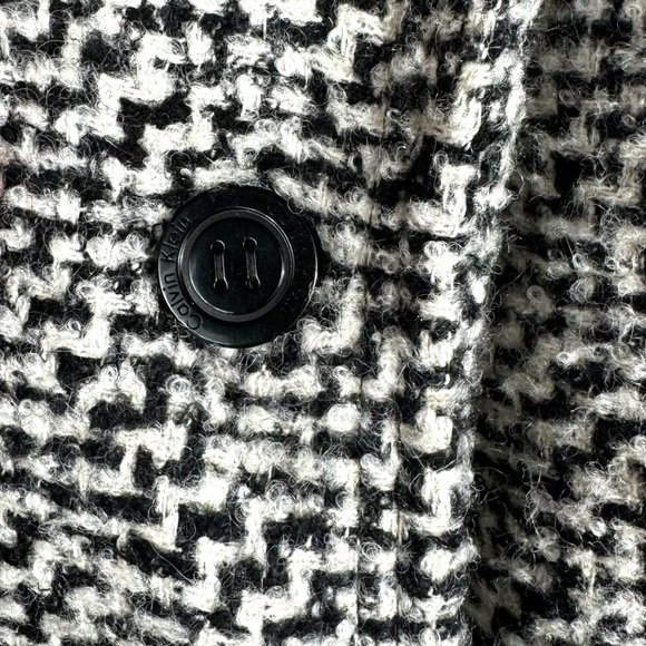 Calvin Klein Single Breasted Herringbone Wool Blend Walker Coat, Black/White, 14 - Picture 7 of 14